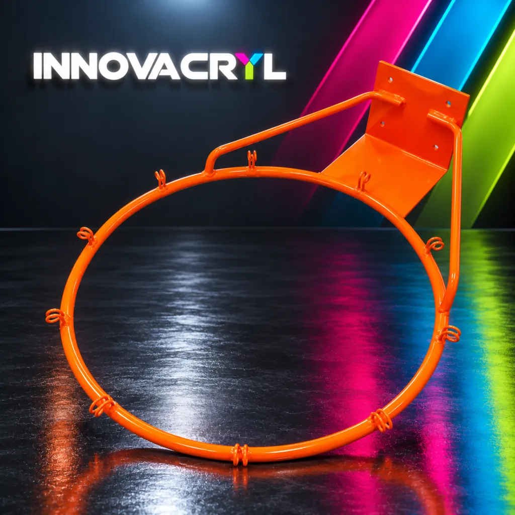 Aro profesional resortable naranja con platina de refuerzo, en estudio Innovacryl