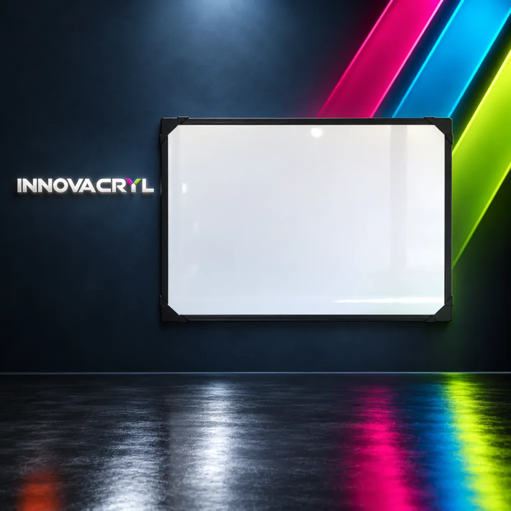 Tablero de escritura blanco con marco negro, para pared, en estudio Innovacryl